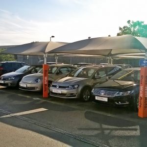 Branded post protectors for VW forecourt