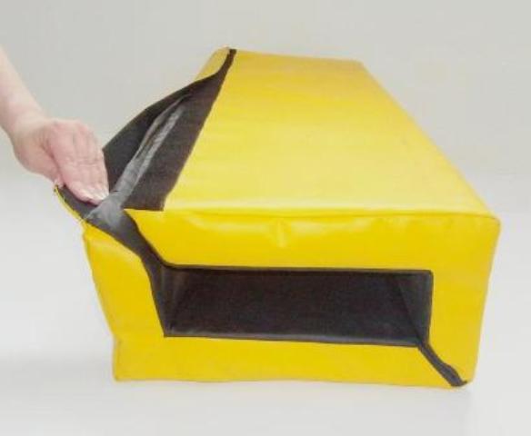 Yellow padded post protection with Velcro fastening